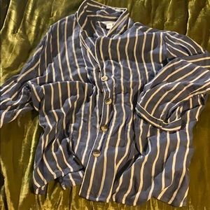 Blue pinstripe pajama button down